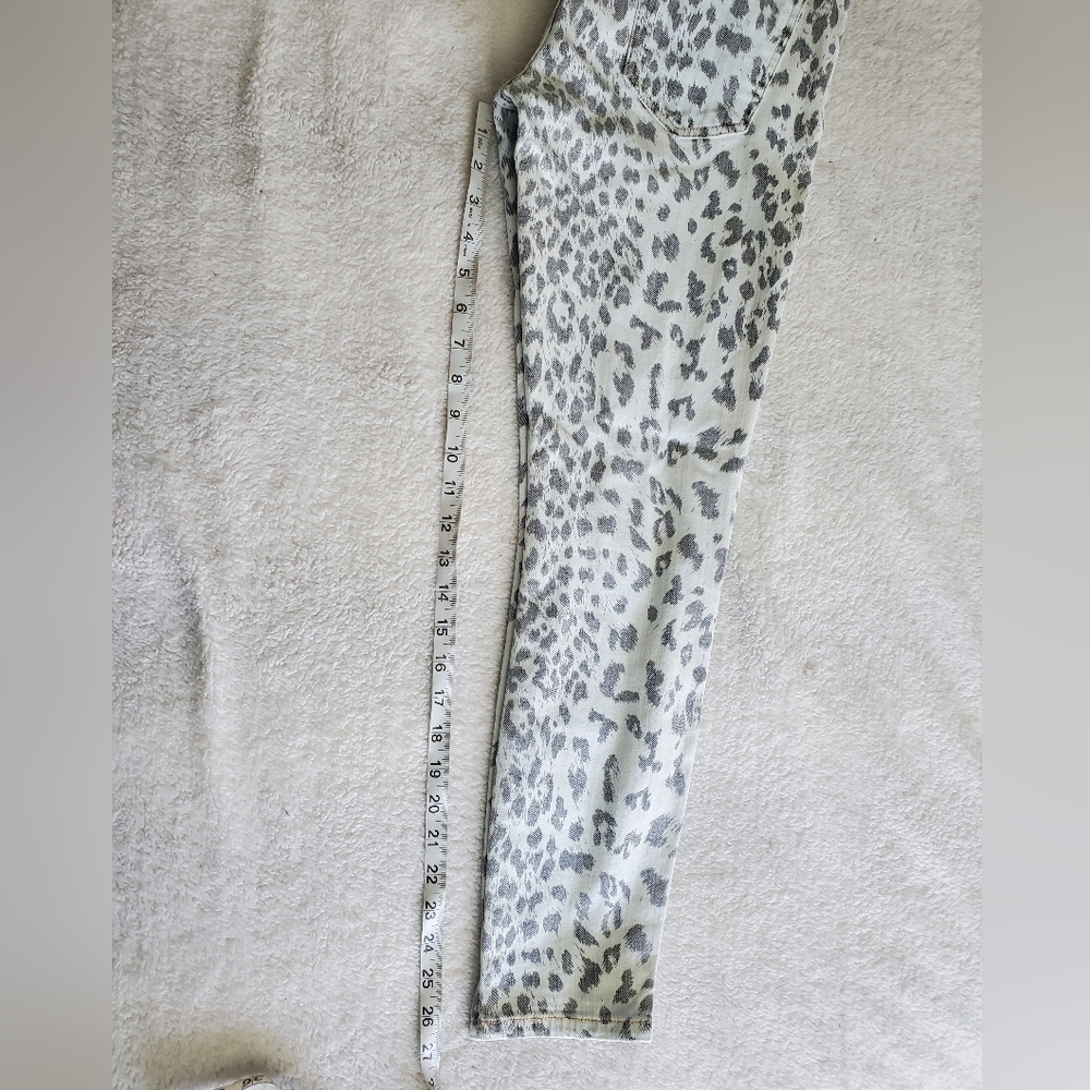 Current/Elliott The Stiletto Bleach Out Leopad Denim Jeans Grey 27 Animal Print - Picture 8 of 9